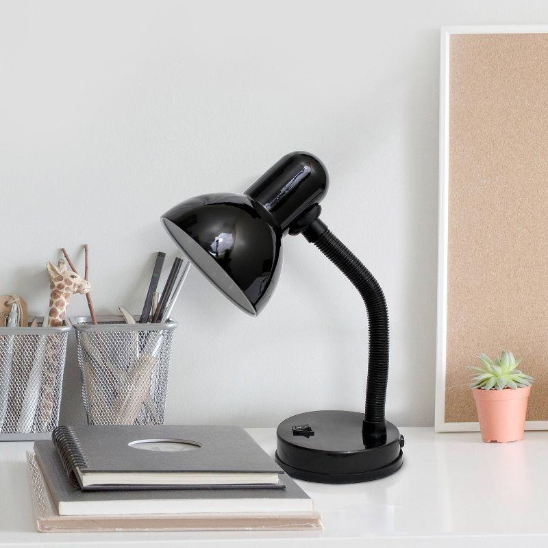 FlexNeck 14.25" Basic Black Metal Desk Lamp with ON/OFF Switch