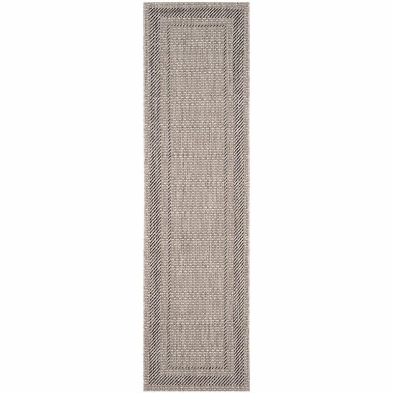 Beige and Black Flat Woven Reversible Runner Rug