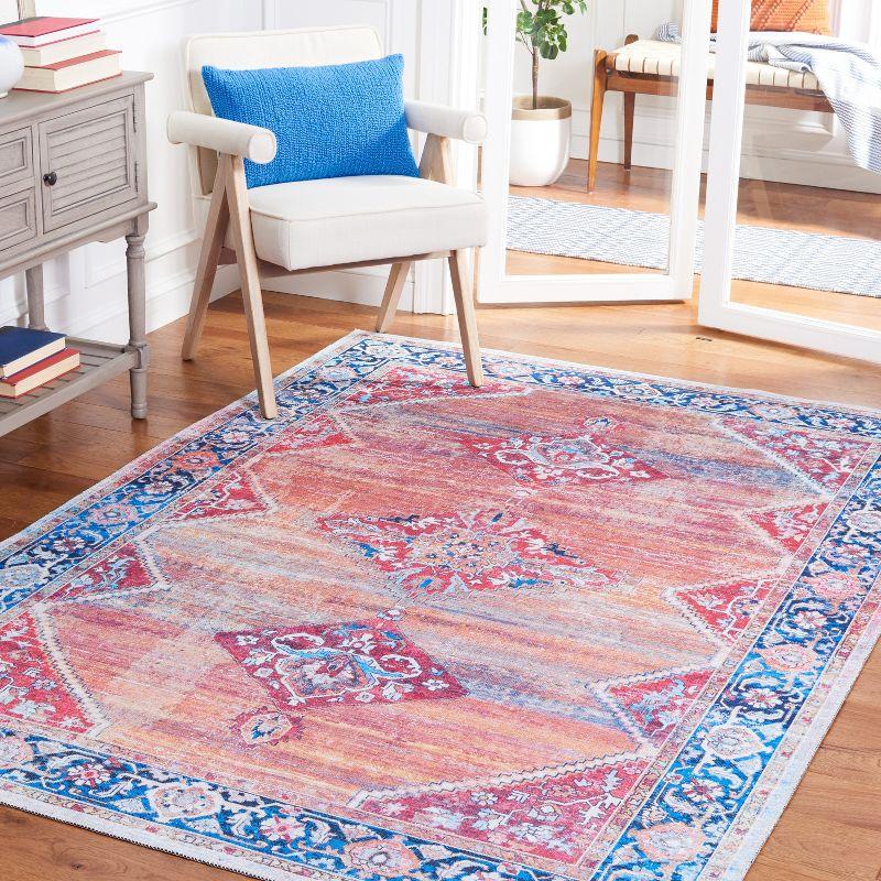 Serapi SEP376 Power Loomed Machine Washable Skid-Resistant Indoor Area Rug - Rust/Navy - 9'x12' - Safavieh