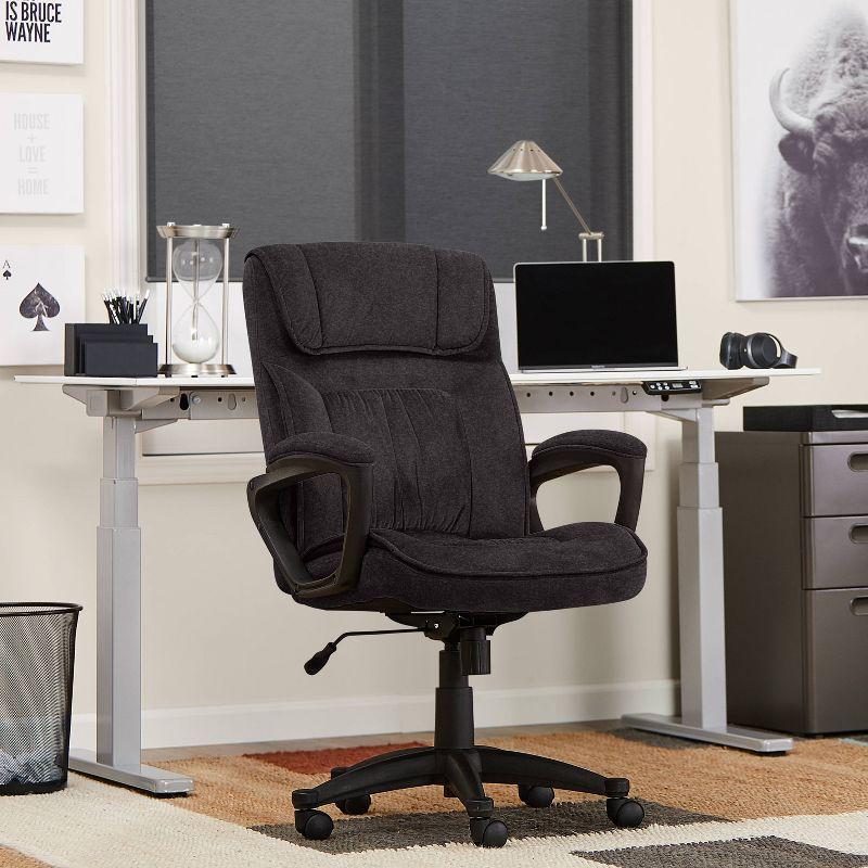 ErgoFlex Black Twill Executive Office Chair with Lumbar Support