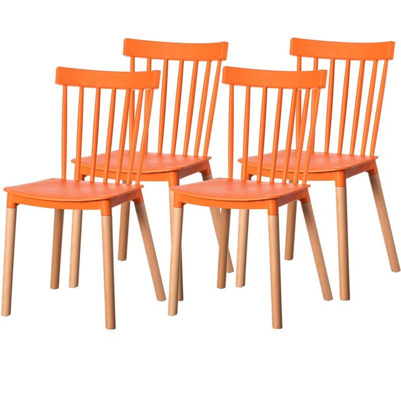 Fabulaxe Modern Plastic Dining Chair Windsor Design with Beech Wood Legs