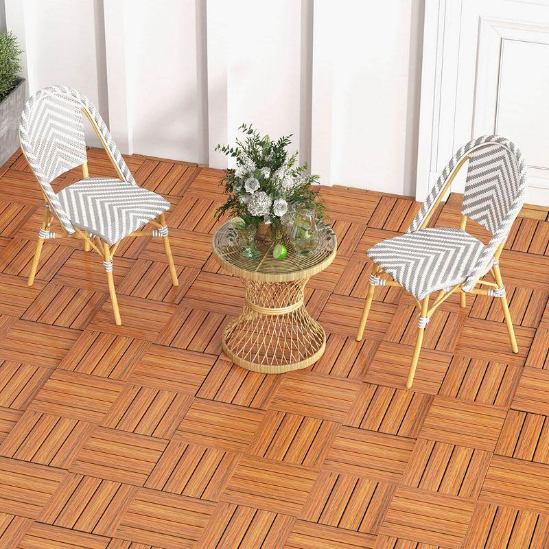 Natural Brown Interlocking Deck Tiles with Water Protection