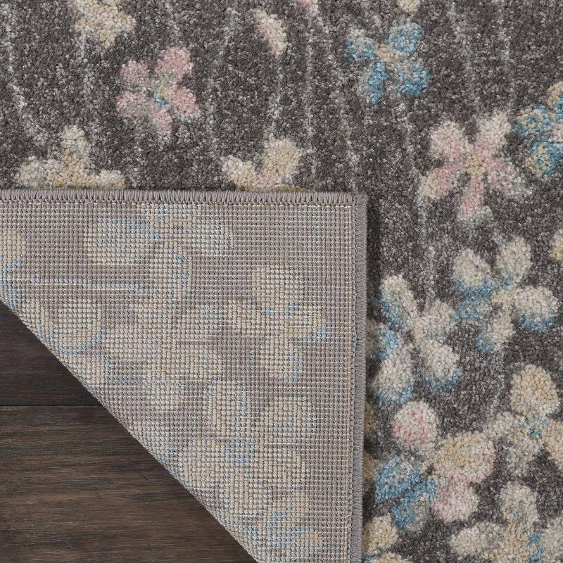 Tranquil Blossom Grey/Beige Viscose Floral Runner Rug 2'3" x 7'3"