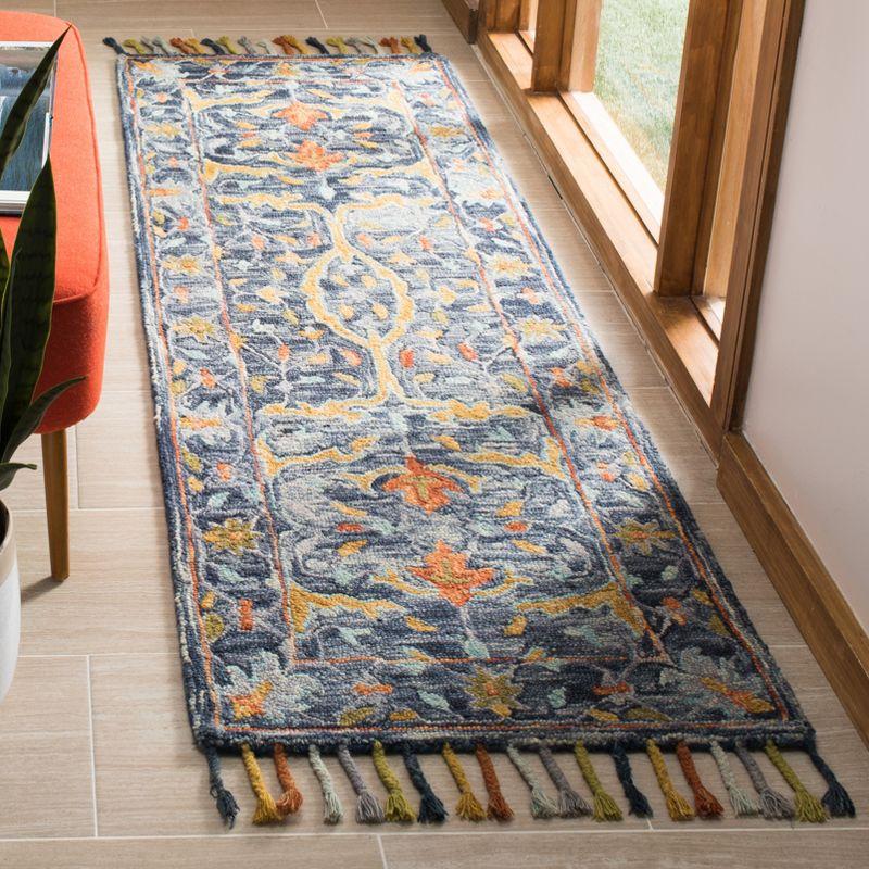 Aspen APN116 Hand Tufted Runner Rug - Blue/Rust - 2'3" X 11' - Safavieh.