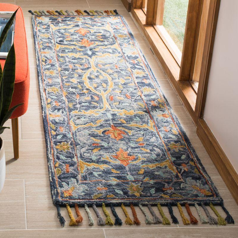 Aspen Blue and Orange Hand Tufted Wool Area Rug