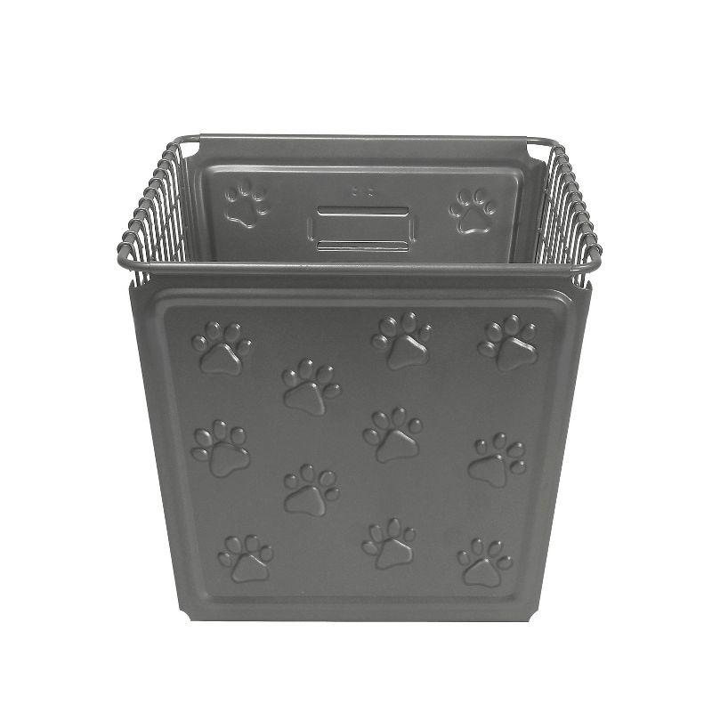 Spectrum Diversified Macklin Paws Medium Basket Dark Gray: Metal Utility Storage, Portable, 10.4" H x 17.5" D, Multicolored