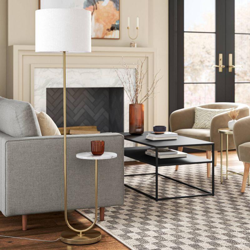 60"x20.5" Floor Lamp with Marble Table - Threshold™: Modern Standing Lamp with Polyester Shade