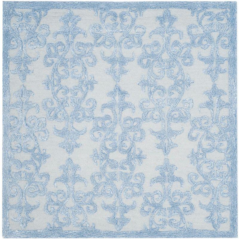 Handmade Bella Blue Wool & Viscose 5' Square Tufted Area Rug