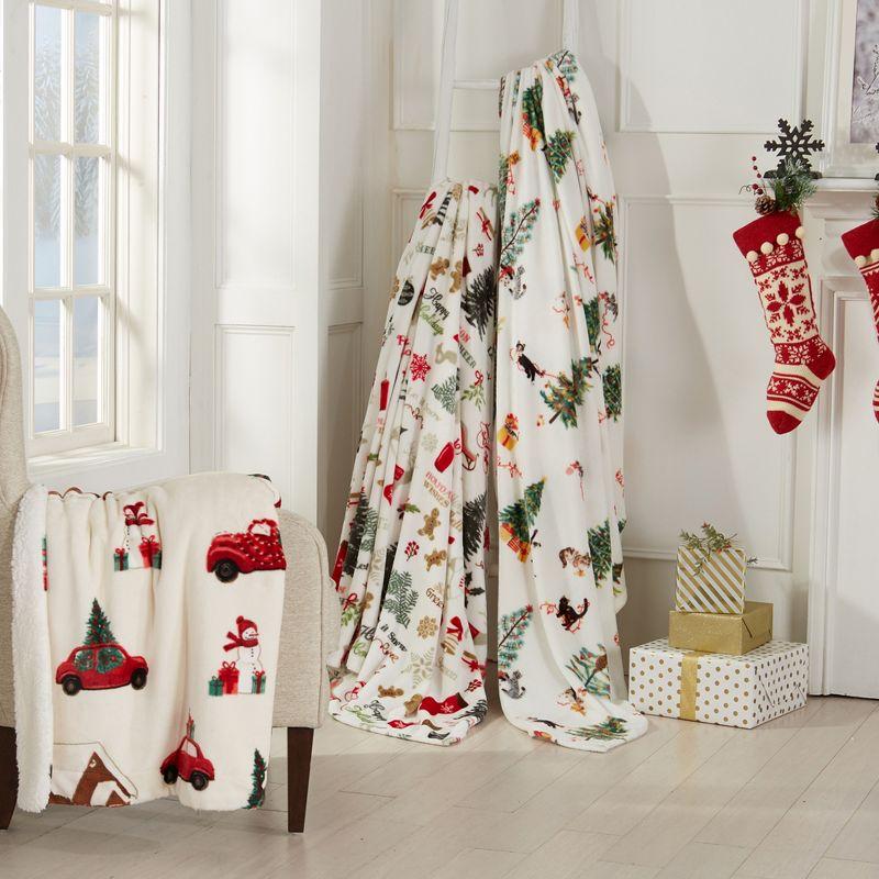 Holiday-Printed Plush Throw Blanket - Great Bay Home