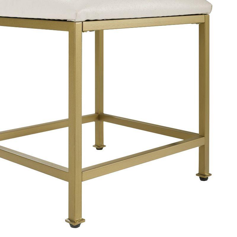 Aimee Vanity Stool Gold - Crosley: Cushioned, Modern Rectangle Bench with Steel Frame