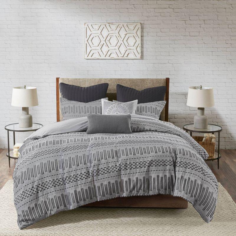 3pc Rhea Cotton Jacquard Duvet Cover & Sham Mini Set