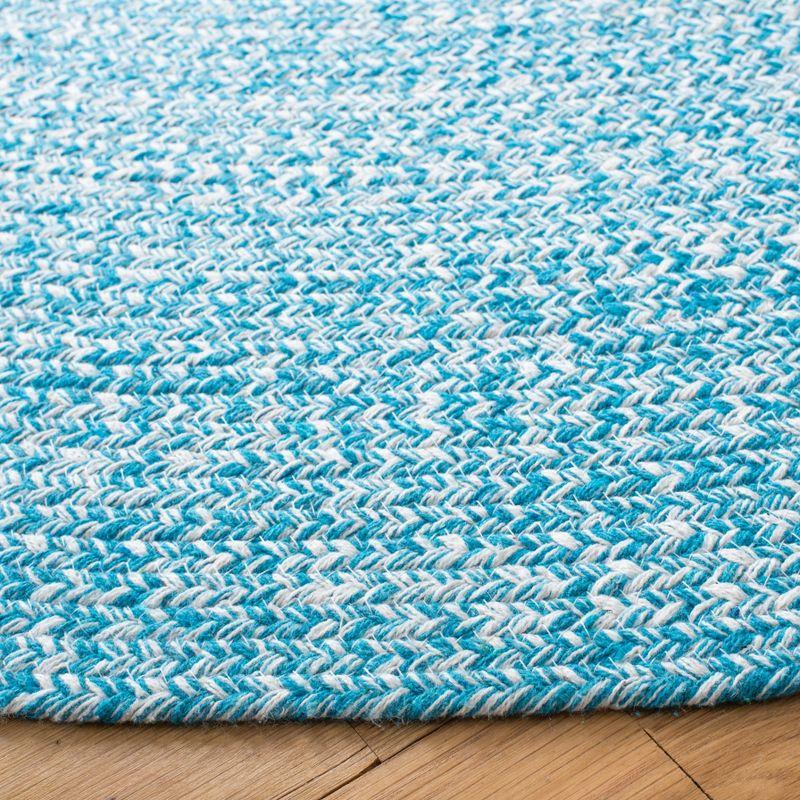 Coastal Charm Handwoven Blue Cotton 5' Round Braided Rug