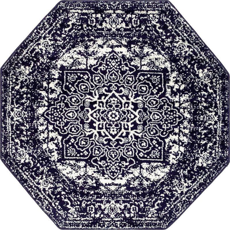 Unique Loom 5' 3 x 5' 3 Octagon Navy Blue Richmond Medallion Area Rug
