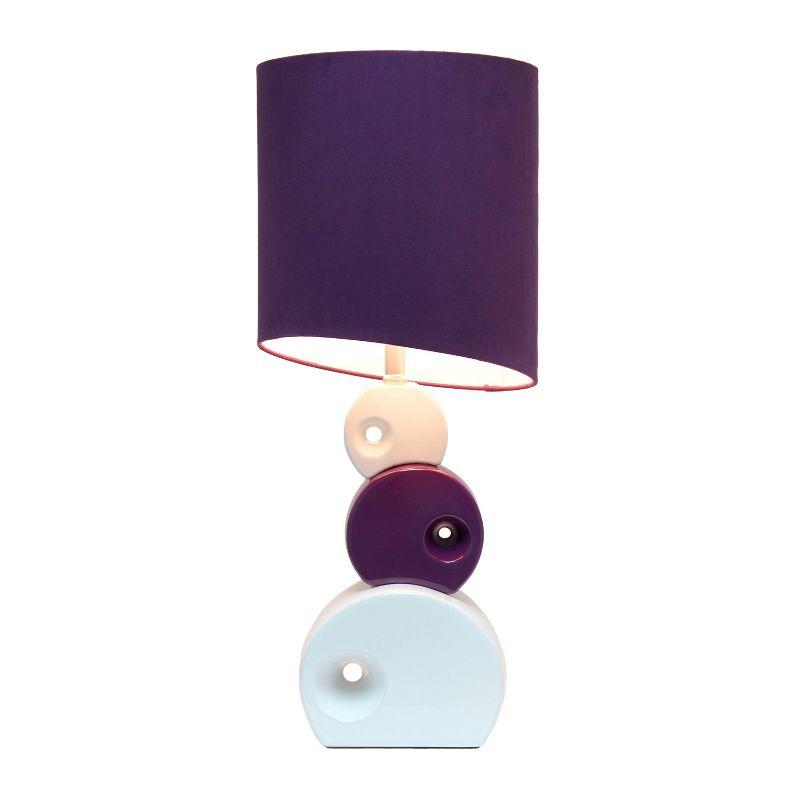 Stacked Circle Ceramic Table Lamp with Asymmetrical Shade Purple - Elegant Designs: Modern UL Listed, No Assembly Required