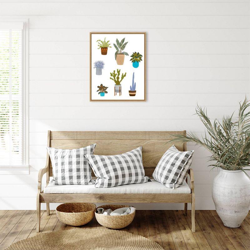 Houseplant Chart II Giclee Print on Canvas with Maple Frame