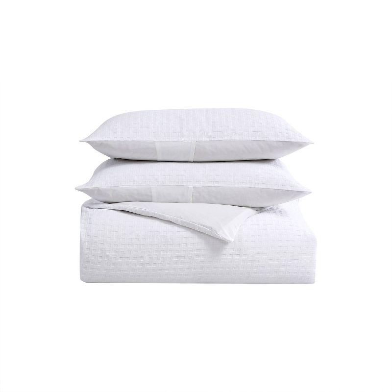 Tommy Bahama Basketweave Solid White Cotton Duvet Cover Set