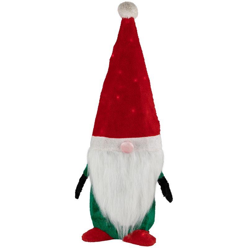 Lighted Red and Green Christmas Gnome Yard Decoration 35-inch