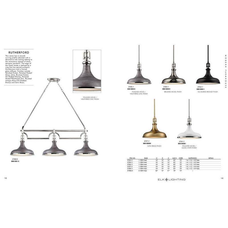 Elk Home Rutherford 1 - Light Pendant in  Gloss White/Polished Nickel