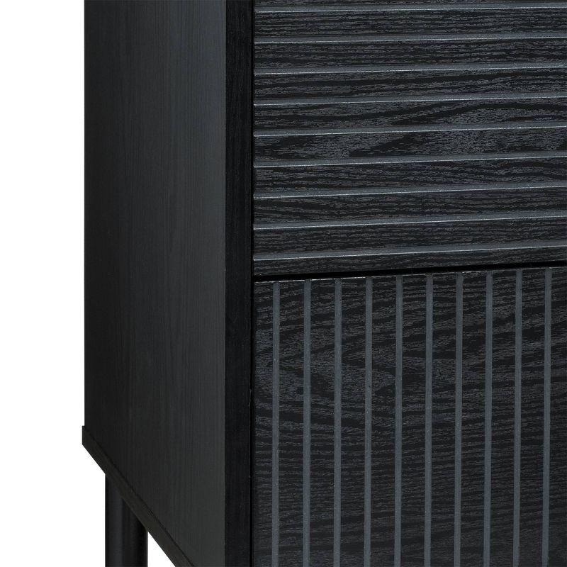 Sango Sango Merk 2-Drawer Solid Wood Nightstand, Drawers With Horizontal & Vertical Grooves
