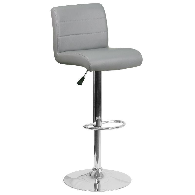 Gray Adjustable Height Swivel Bar Stool with Vinyl Seat