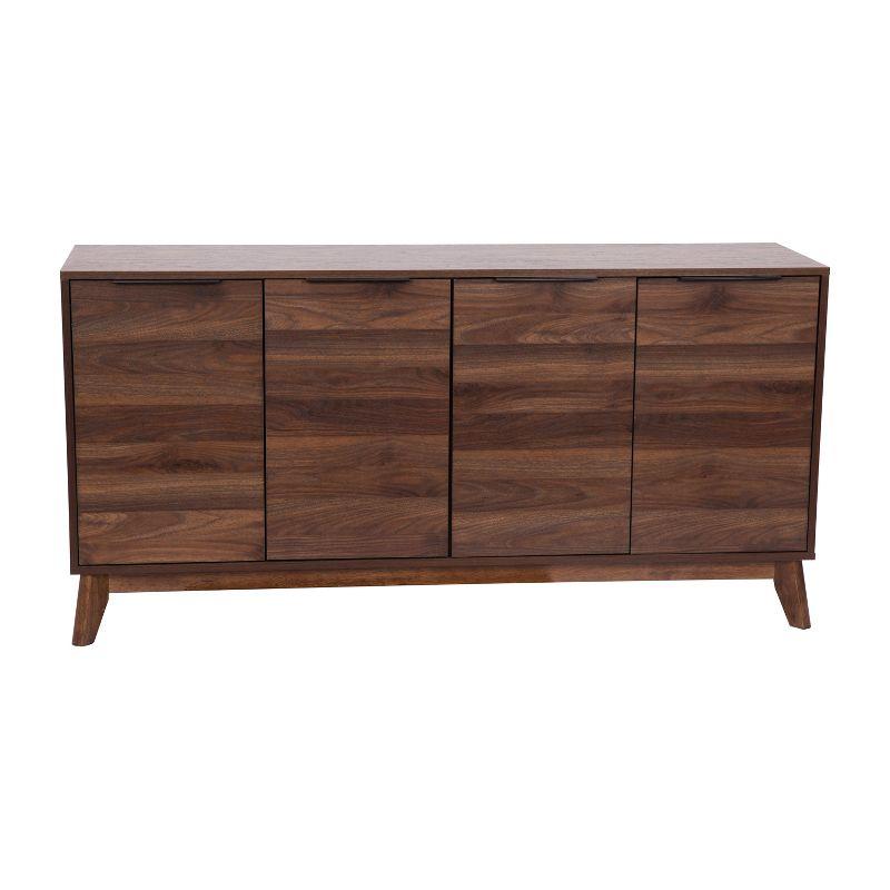 Flash Furniture 60" Buffet Cabinet with 4 Soft Close Doors and Adjustable Shelves - Dark Walnut