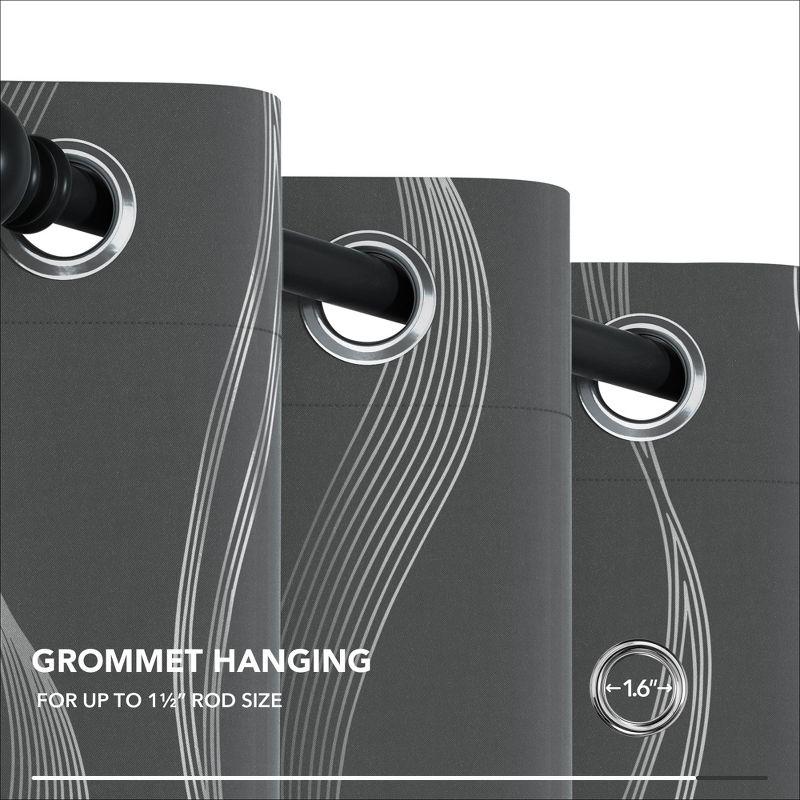 Deconovo Silver Wave Room Darkening Grommet Curtains (2 Panels) Light Beige 52W x 84L