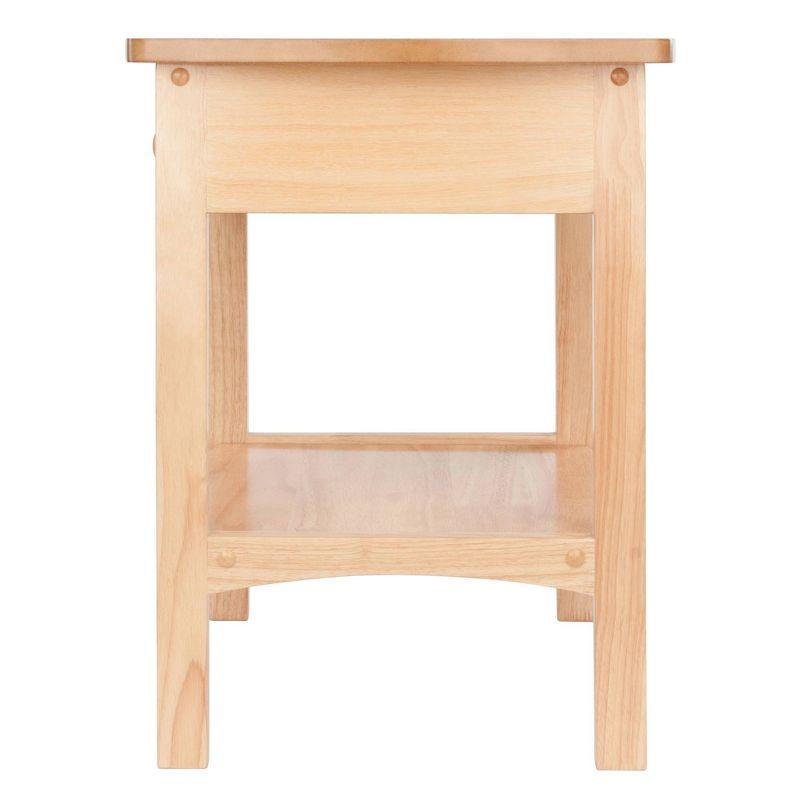 Winsome Claire Nightstand Accent Table Natural: Bedside Table with Storage Shelf, Wood Veneer Surface