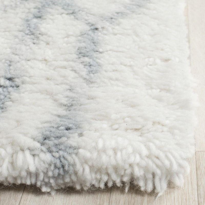 Ivory Blue 8' x 10' Hand-Tufted Wool Shag Rug