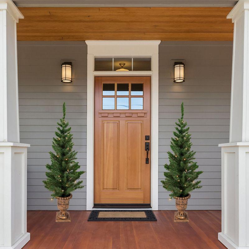 Northlight 2ct Prelit Artificial Christmas Tree Potted Porch Pine Topiary - Clear Lights