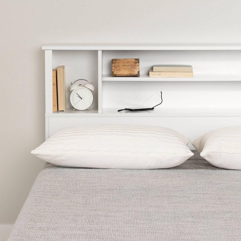 Queen Fusion Bookcase Headboard Pure White - South Shore