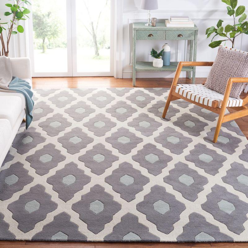 Ivory and Dark Grey Hand-Tufted Wool Area Rug