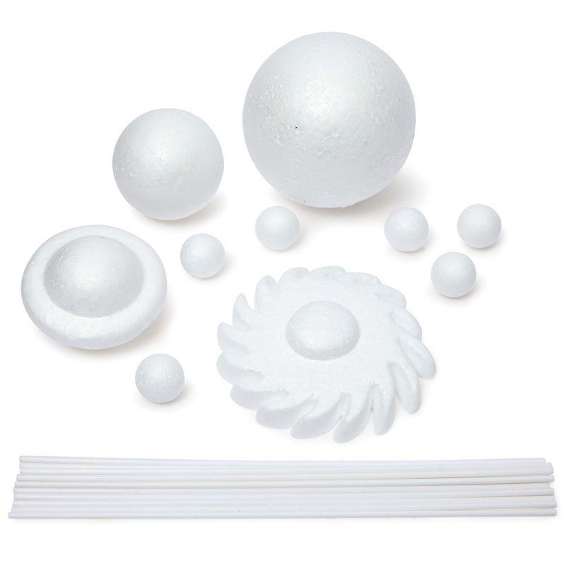 Genie Crafts 22 Piece 3D Solar System Model Kit for Crafts, Outer Space Science Projects, White Foam Balls and Dowels Included