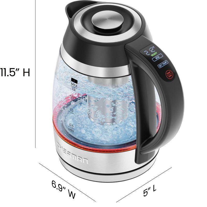 Chefman 1.8L Stainless Steel and Glass Electric Kettle with LED Display