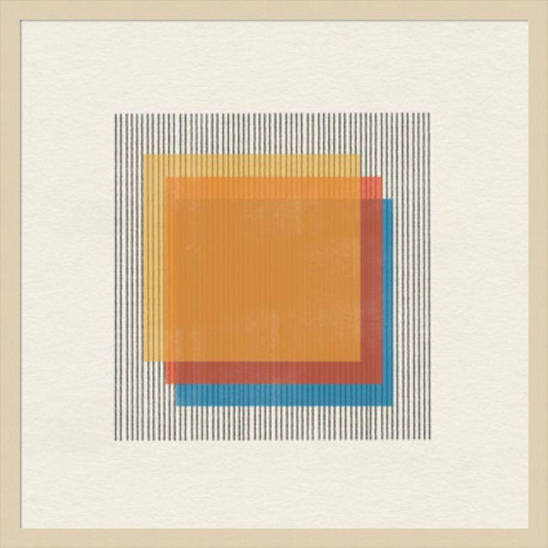 25'' x 25'' Yellow Orange Blue Abstract Framed Print