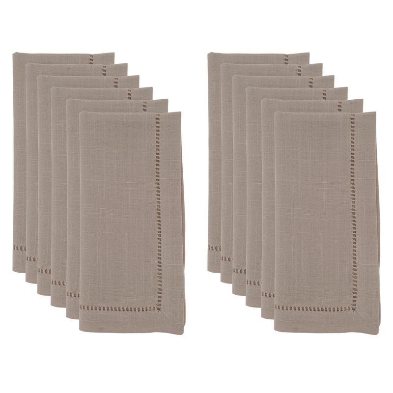 Saro Lifestyle Napkin /w Hemstitch Border, 22" Square, Taupe (Set of 12)