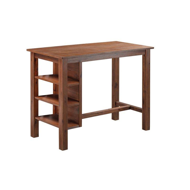 Rectangular Brittany Bar Table with Storage Shelves, Acacia Wood - Boraam: 3-Tier, Rustic Style