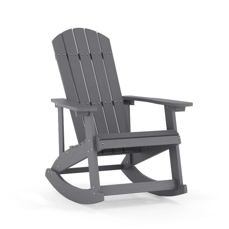 Flash Furniture Savannah All-Weather Poly Resin Wood Adirondack Rocking Chair with Rust Resistant Stainless Steel Hardware