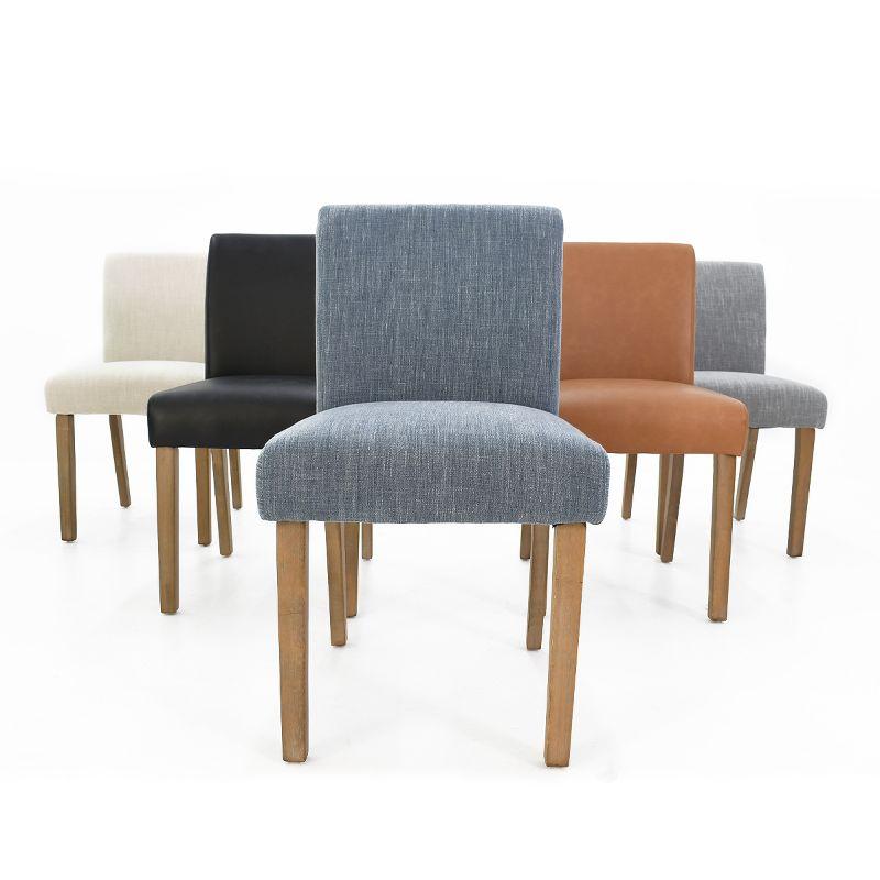 North Linen Dining Chairs Set Of 2,Beige Upholstered Parsons Chairs With Rubberwood Legs-Maison Boucle