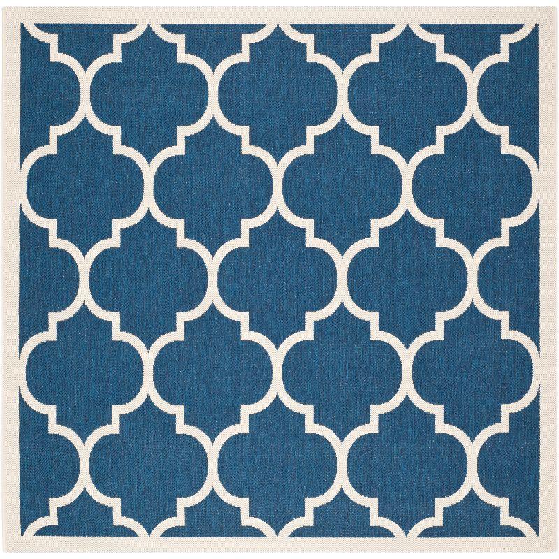 Navy and Beige Square Indoor/Outdoor Area Rug