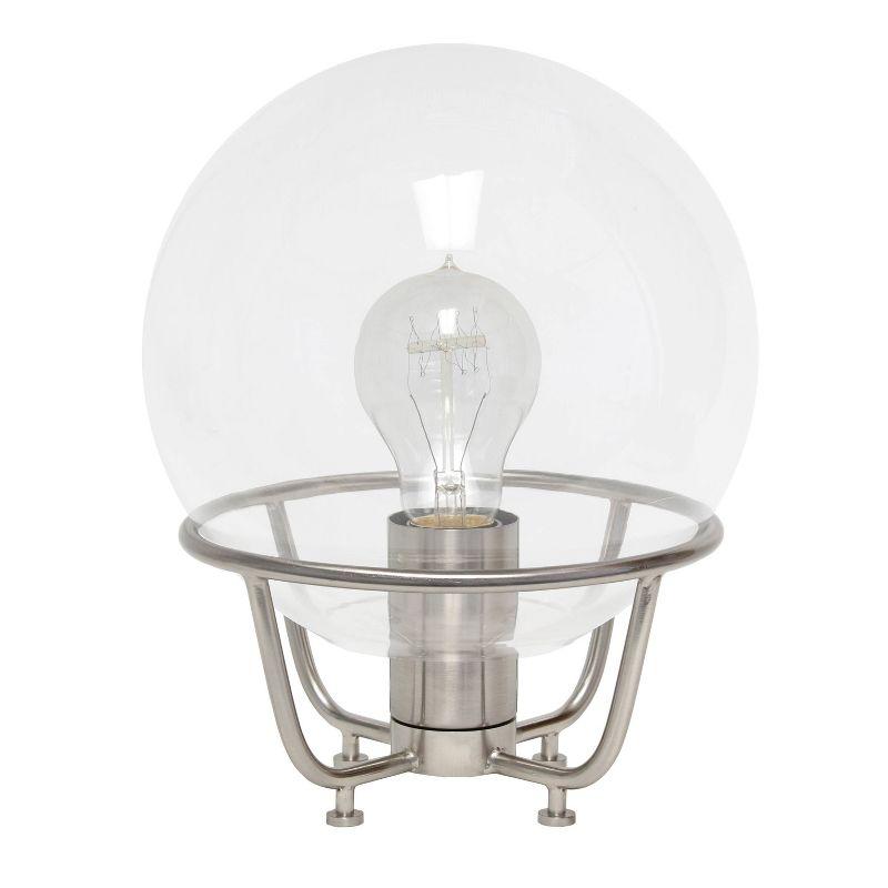 Modern Brushed Nickel Globe Shade Nightstand Lamp