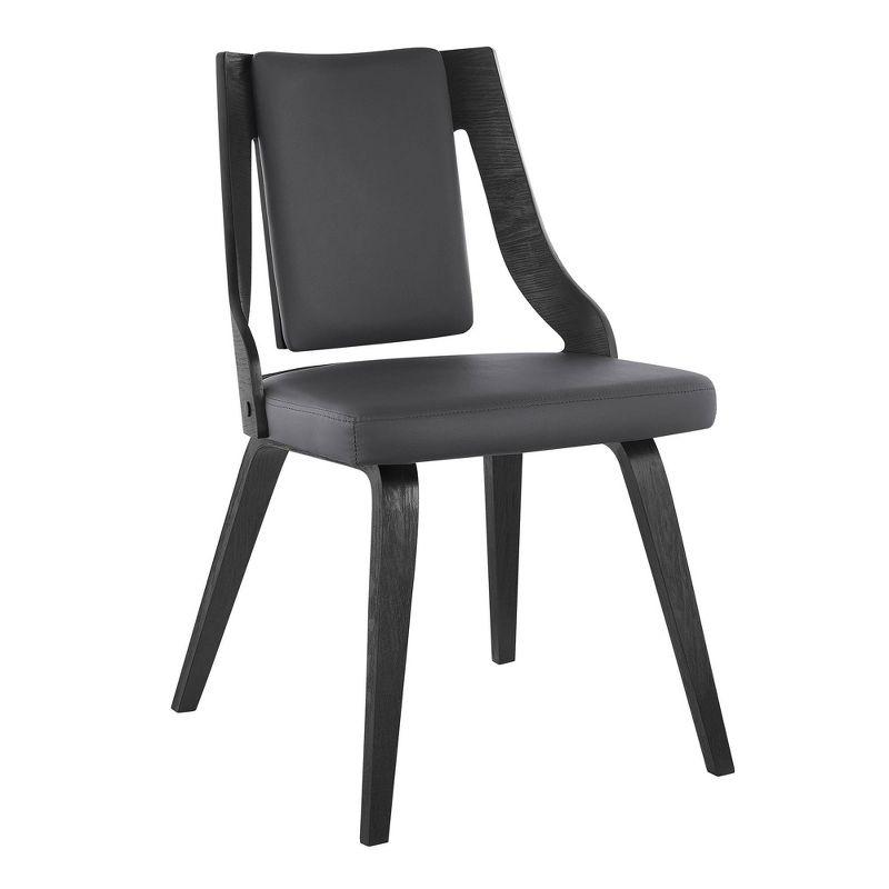 Set of 2 Aniston Faux Leather Wood Dining Chairs Gray/Black - Armen Living