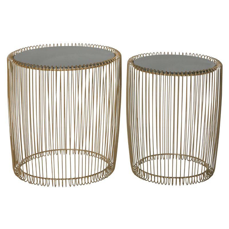 Set of 2 Metal and Glass Round Accent Tables Gold - Olivia & May: No Assembly, Indoor Use, Contemporary Style