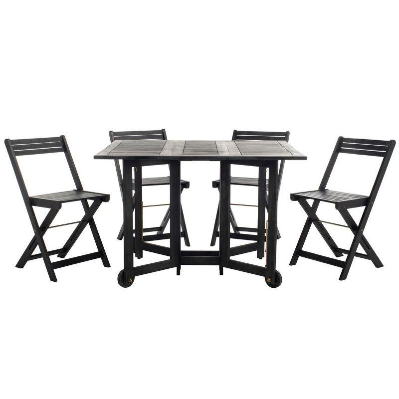 Arvin  5 Piece Patio Outdoor Foldable Dining Set - Black - Safavieh.