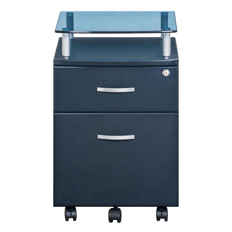 Rolling and Locking File Cabinet Gray - Techni Mobili: Secure MDF Office Storage, 5 Casters, Lockable Drawers