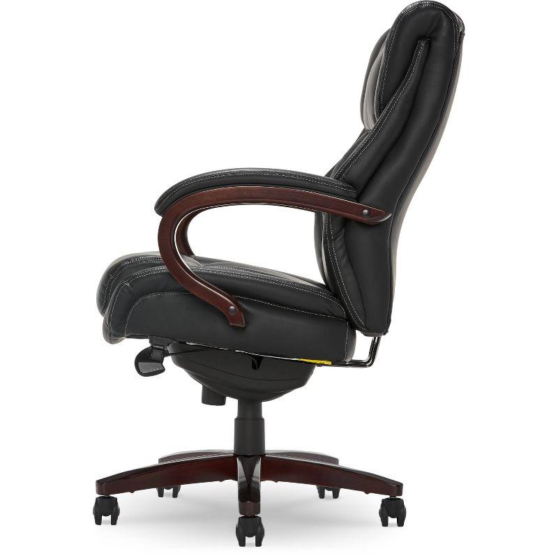 La-Z-Boy La-Z-Boy Bellamy Executive Office Chair with Memory Foam Cushions, Real Wood Arms and Swivel Base, Waterfall Seat Edge, Faux Bonded Leather