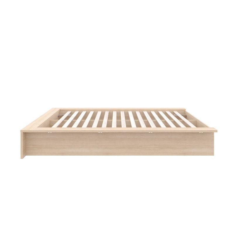 Nexera Queen James Platform Bed Natural Blonde: Engineered Oak Finish, Minimalist Design, No Box Spring Needed