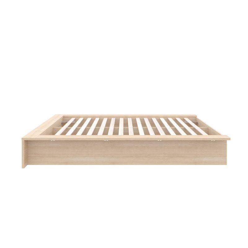 Nexera Queen James Platform Bed Natural Blonde: Engineered Oak Finish, Minimalist Design, No Box Spring Needed