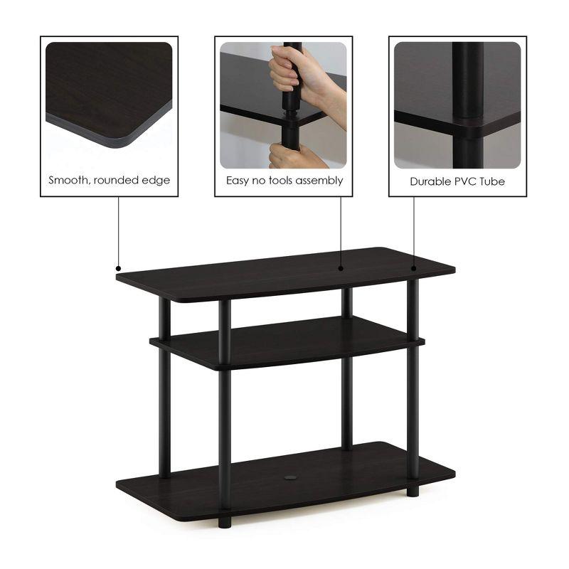 Furinno 3-Tier TV Stand Console Table for TV's up to 32" Media Entertainment Center No Tools Espresso/Black