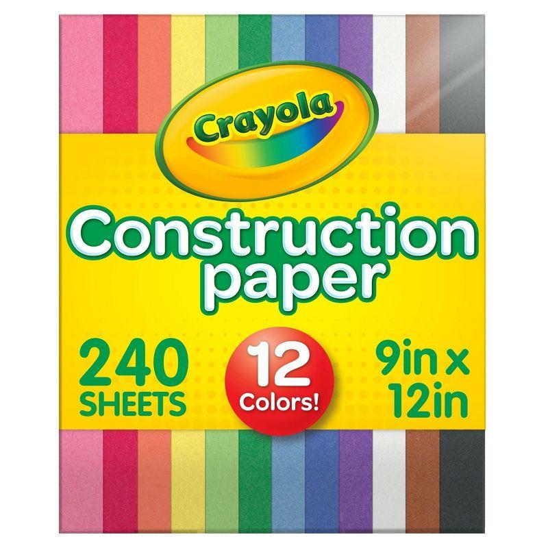 Crayola 240-Sheet Construction Paper 12-Color: School Supplies for Kids, Craft Paper, 9x12 Inches, Multicolor, Uncoated