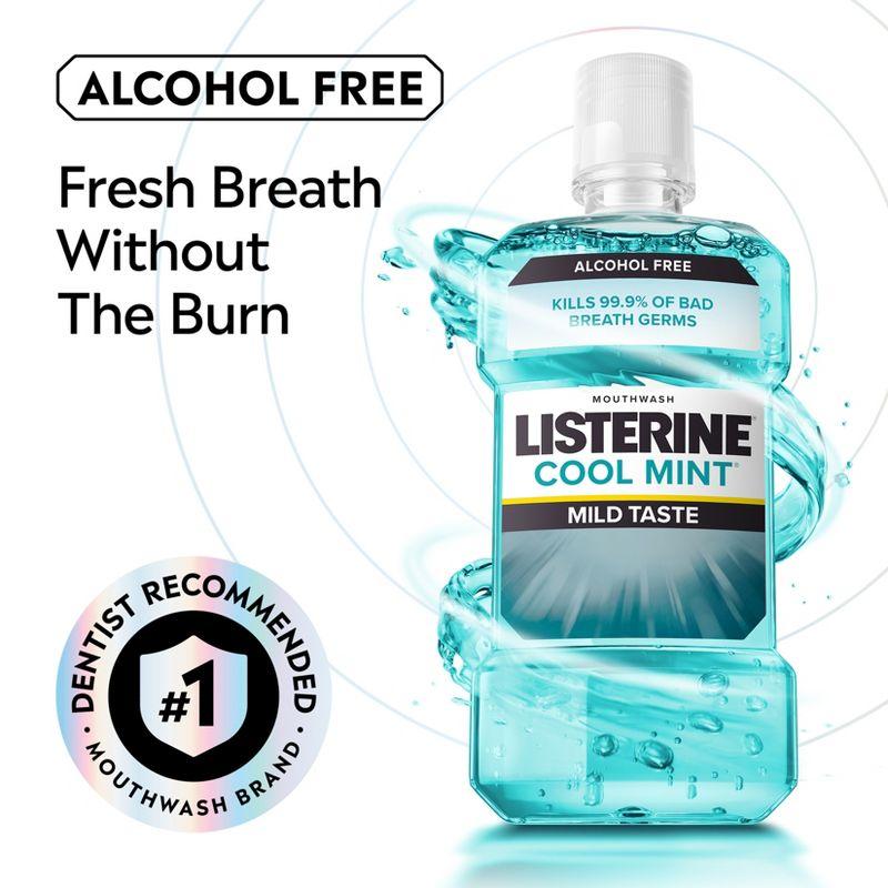 Listerine Zero Alcohol Antiseptic Mouthwash for Bad Breath and Plaque - Cool Mint - 33.8 fl oz